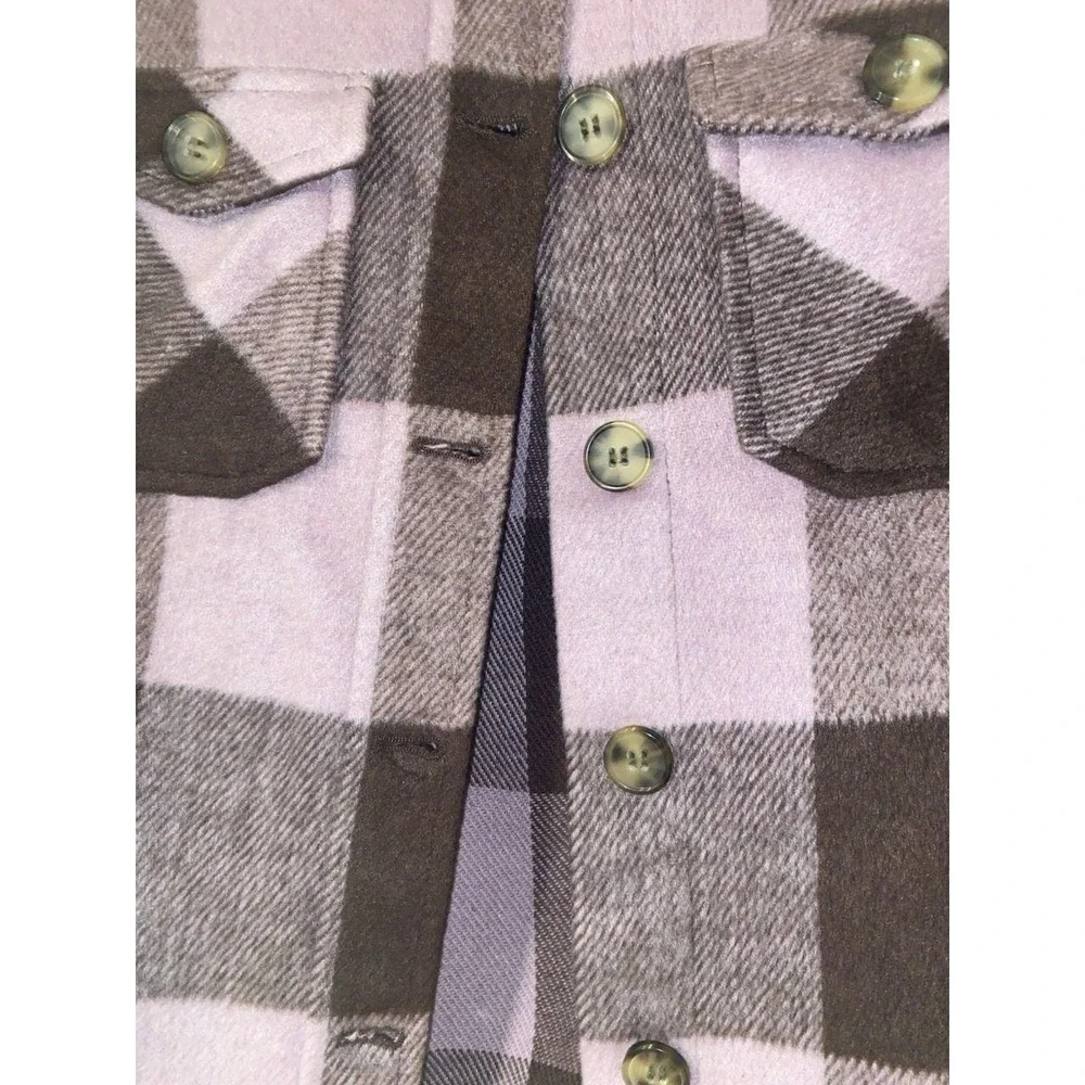 H& M Shacket Girls Plaid Purple Size 4-5 Long Sleeve